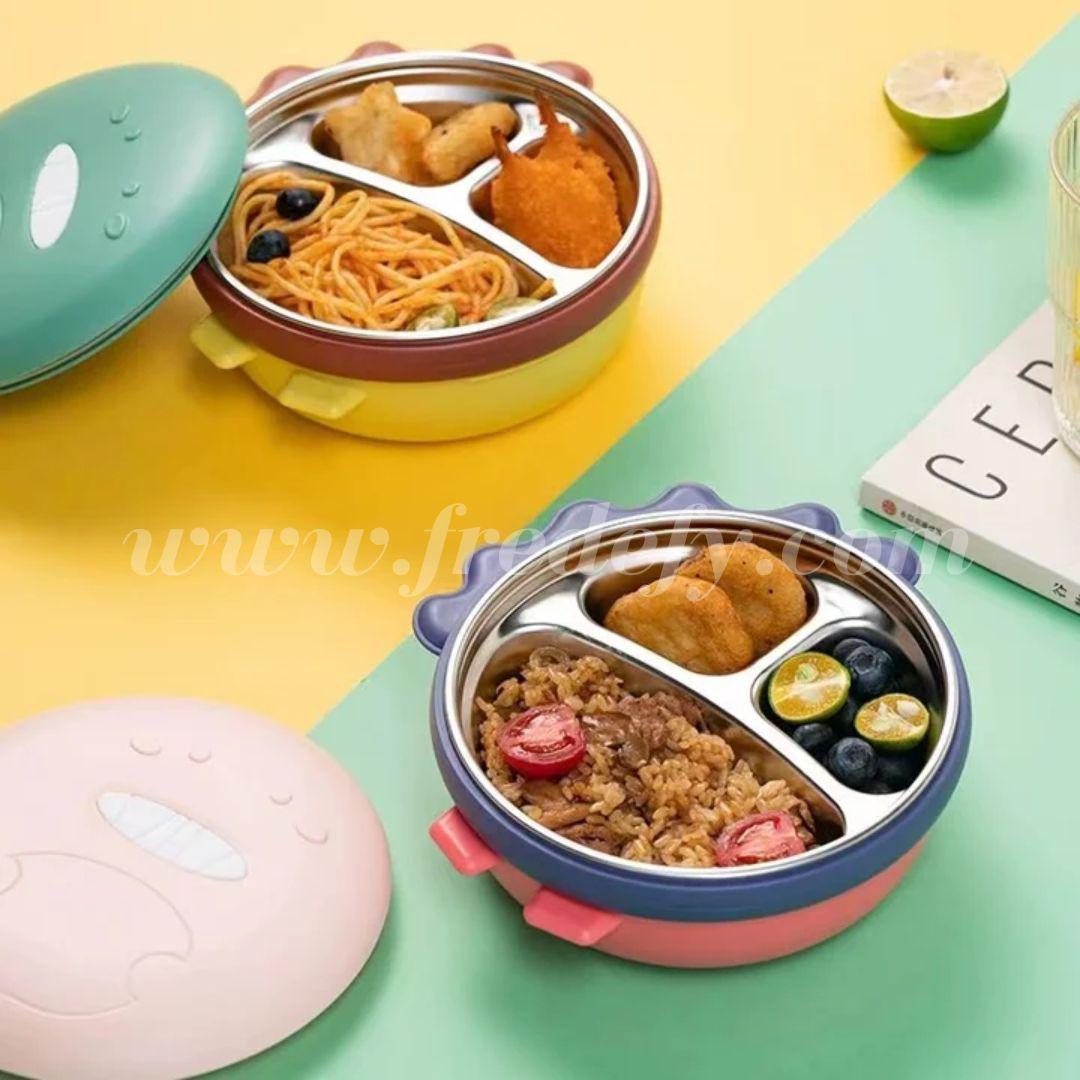 Stylish 3 Compartments Round Lunch Box-Fredefy