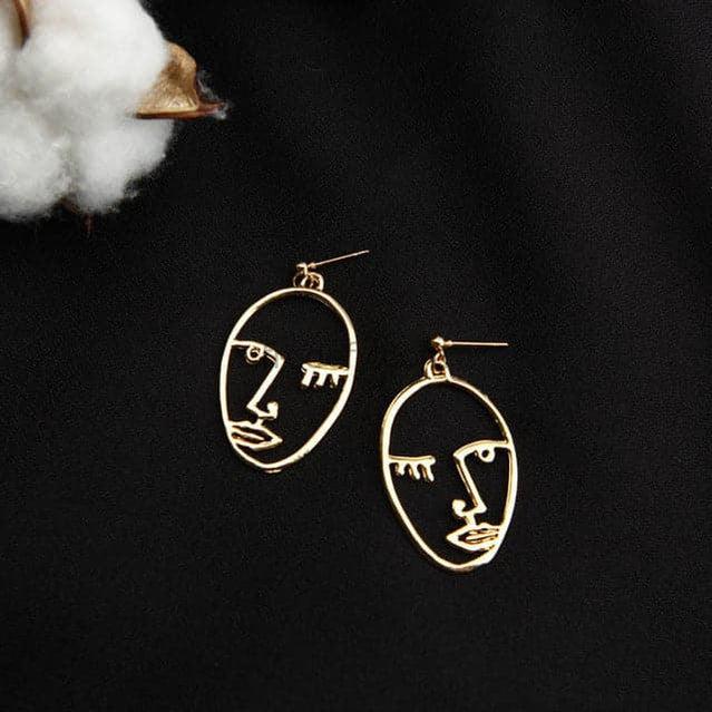 Independent - ✨ Arty abstract Gold plated brass face earrings Material :  gold plated brass (high quality, nickel free, coated against allergy ,  waterproof and resistant to time) Golden face earrings #jewellery #