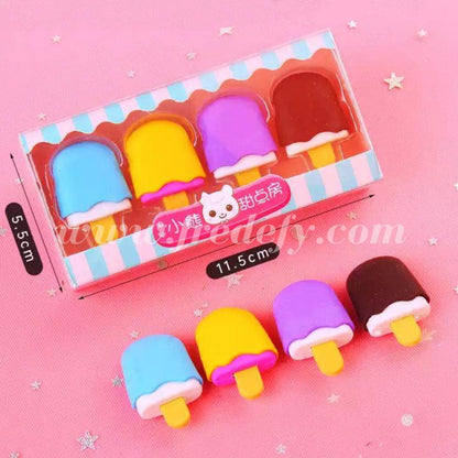 Cute Ice Cream Erasers - Pack of 4-Fredefy