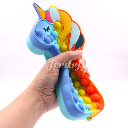 Unicorn Pop It Pencil Pouch With Keychain-Fredefy